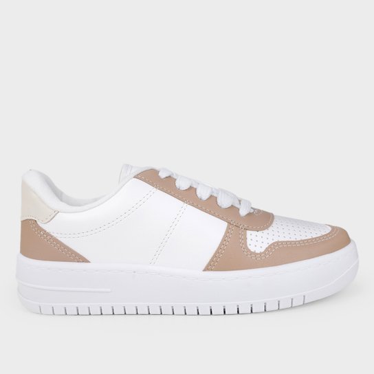 Tênis Vizzano Perfuros Feminino - Branco+Bege Menor preço em Tênis Vizzano Perfuros Feminino - Branco+Bege