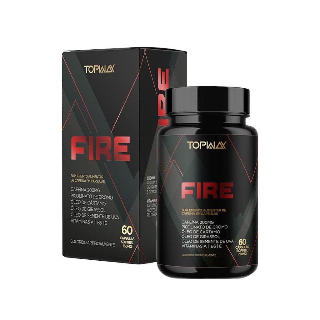 Termogênico fire para energia e foco pote 60 capsulas topway