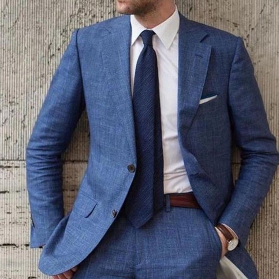 Terno Microfibra Slim Fit Masculino - Melange - Azul Menor preço em Terno Microfibra Slim Fit Masculino - Melange - Azul