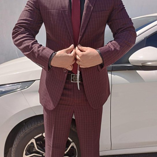 Terno Microfibra Xadrez Slim Fit Masculino - Bordô Menor preço em Terno Microfibra Xadrez Slim Fit Masculino - Bordô