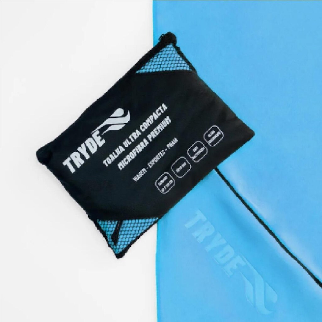 Toalha Microfibra Tryde Secagem Rápida Ziper - 1,20mx60cm