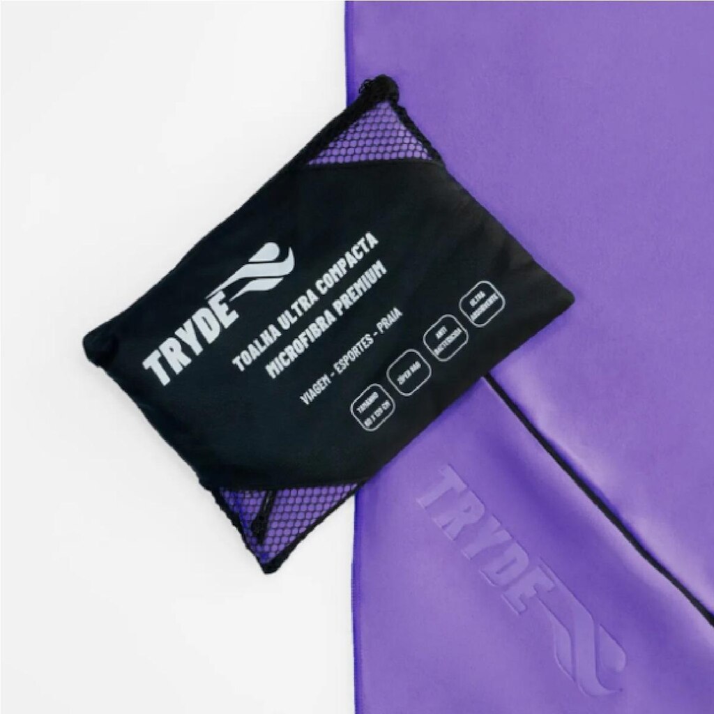 Toalha Microfibra Tryde Secagem Rápida Ziper - 1,20mx60cm