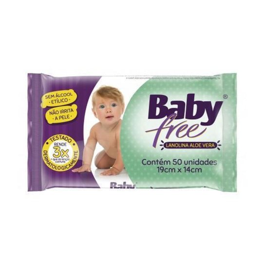 Toalha Umedecida Baby Free 50 Unidades - Verde Menor preço em Toalha Umedecida Baby Free 50 Unidades - Verde