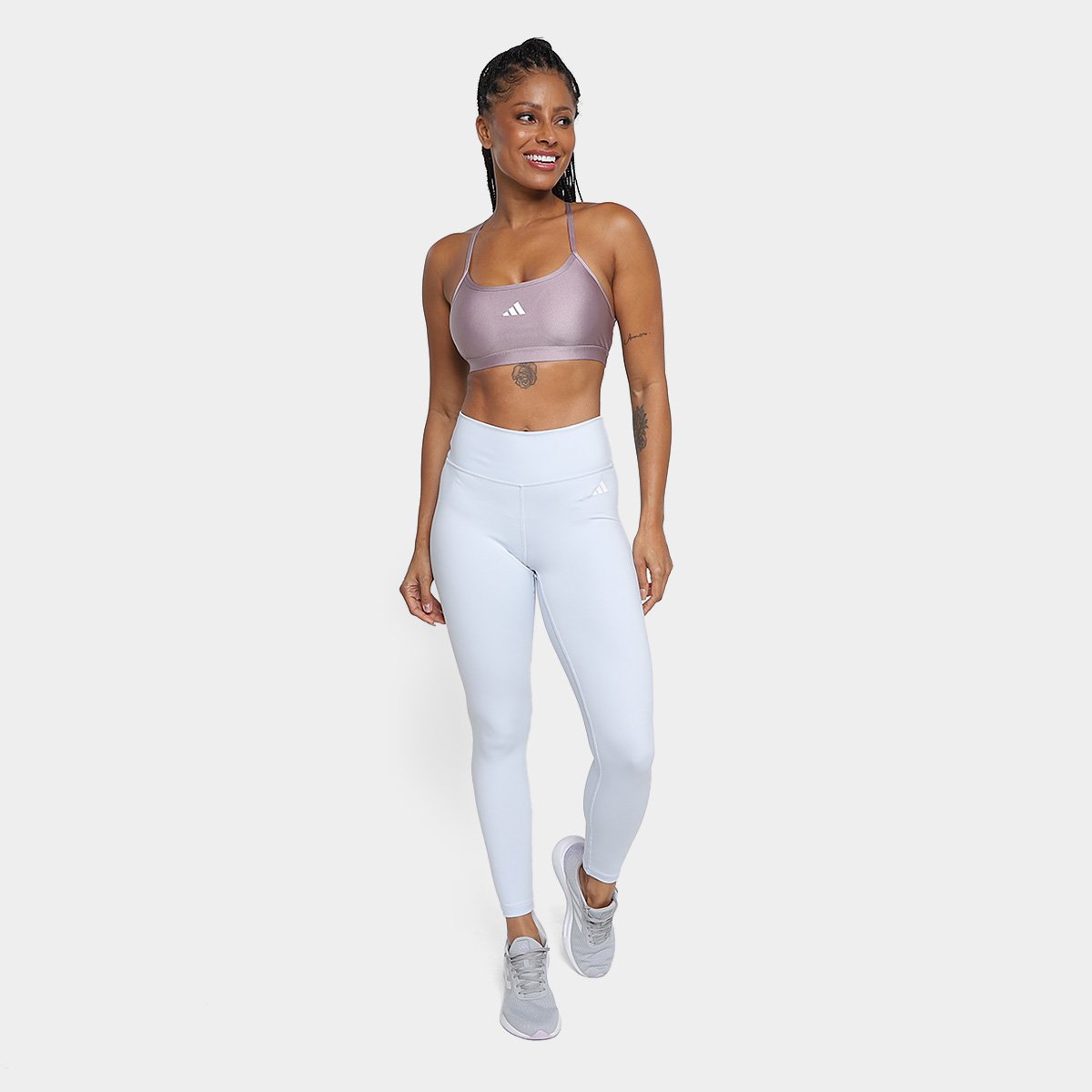 Top Adidas Latin Fit Solid Feminino - Lilás+Branco | Netshoes