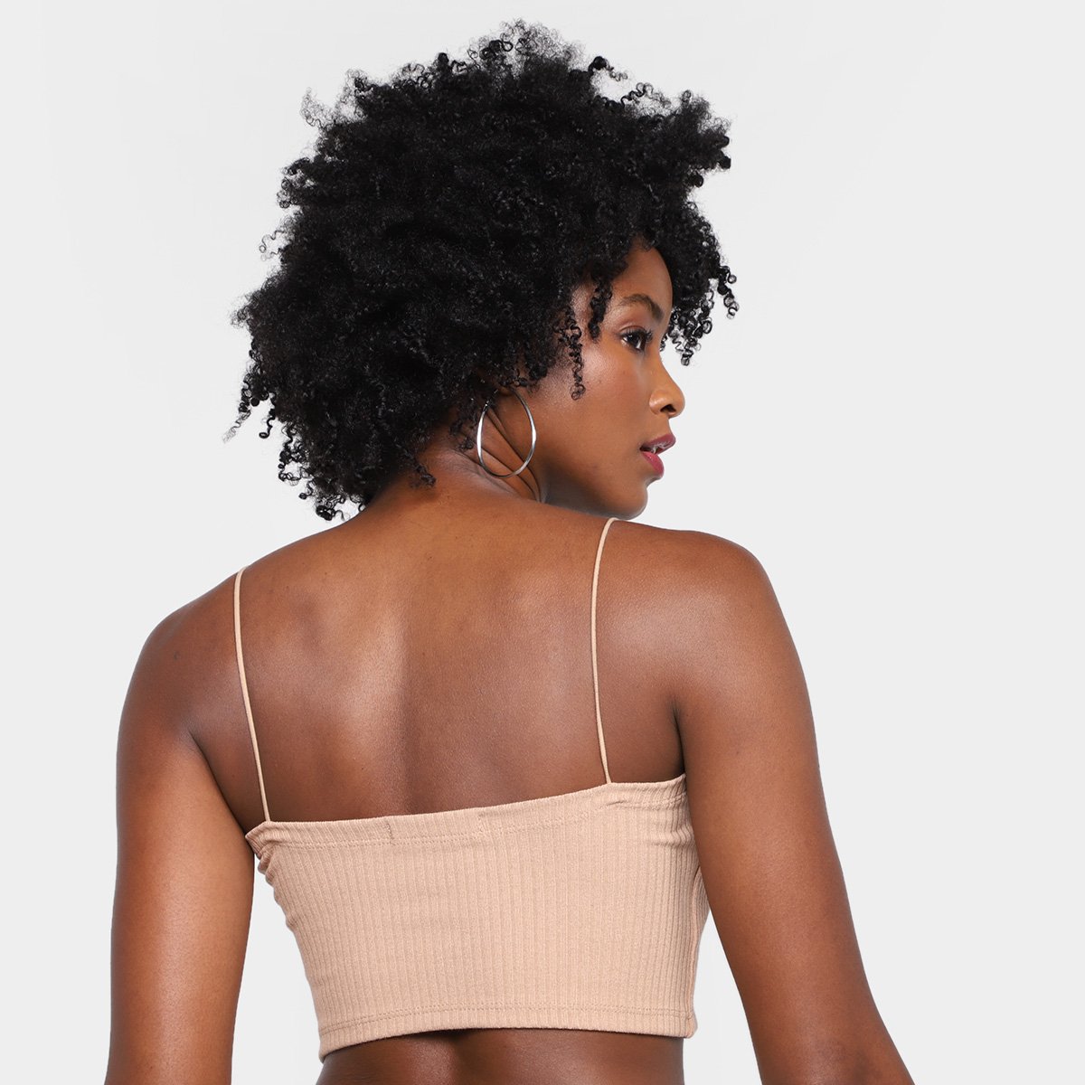 Top All's Cropped Alças Transpassado Canelado Feminino - 1