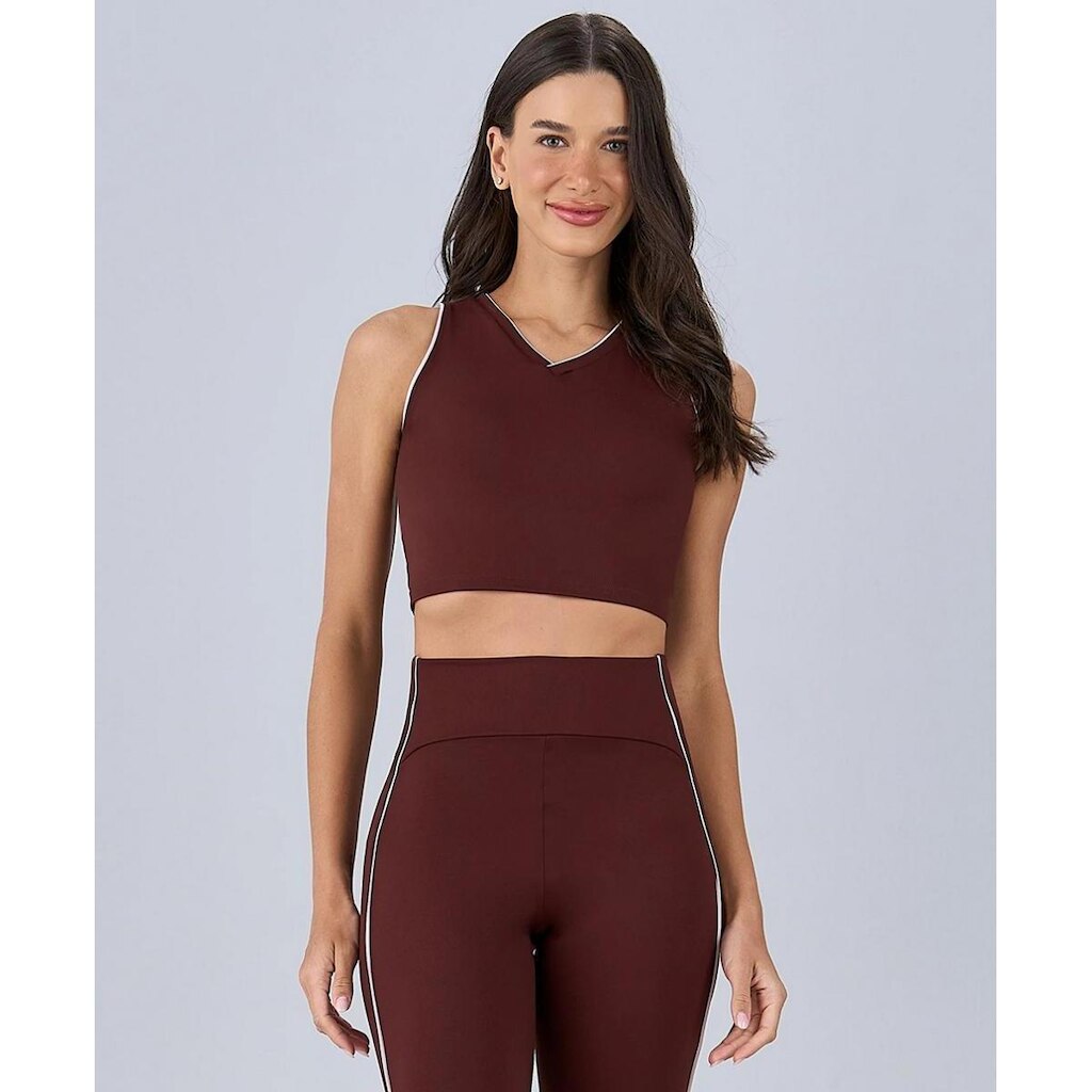 Top Alto Giro Decote V abertura Costas Feminino