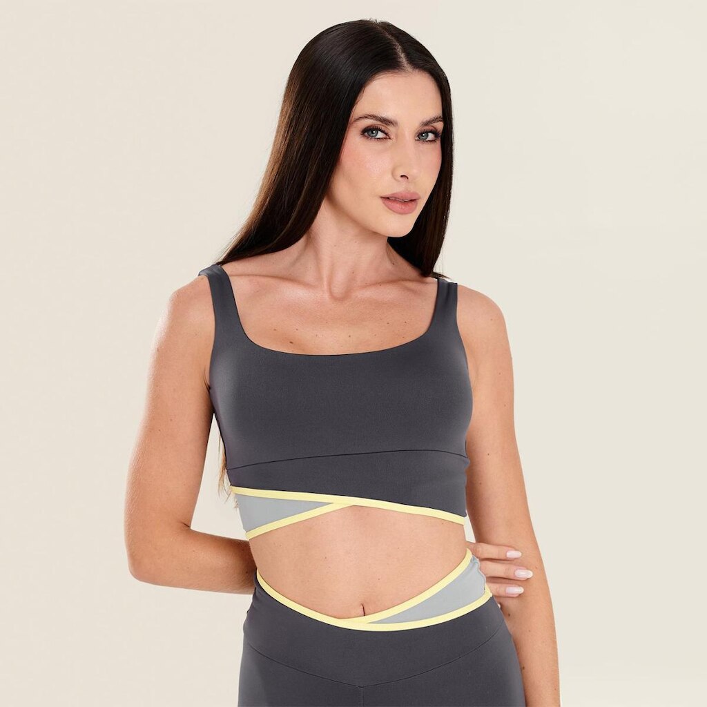 Top Balance Cinza Carbox Poliamida Com Bojo Donna Carioca