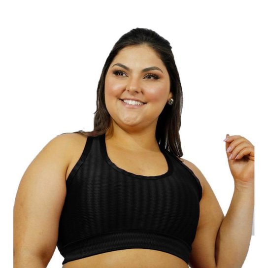 Top Básico Fitness Plus Size G1 G2 G3 G4 Em Poliamida 3D WOLFOX - Preto Menor preço em Top Básico Fitness Plus Size G1 G2 G3 G4 Em Poliamida 3D WOLFOX - Preto