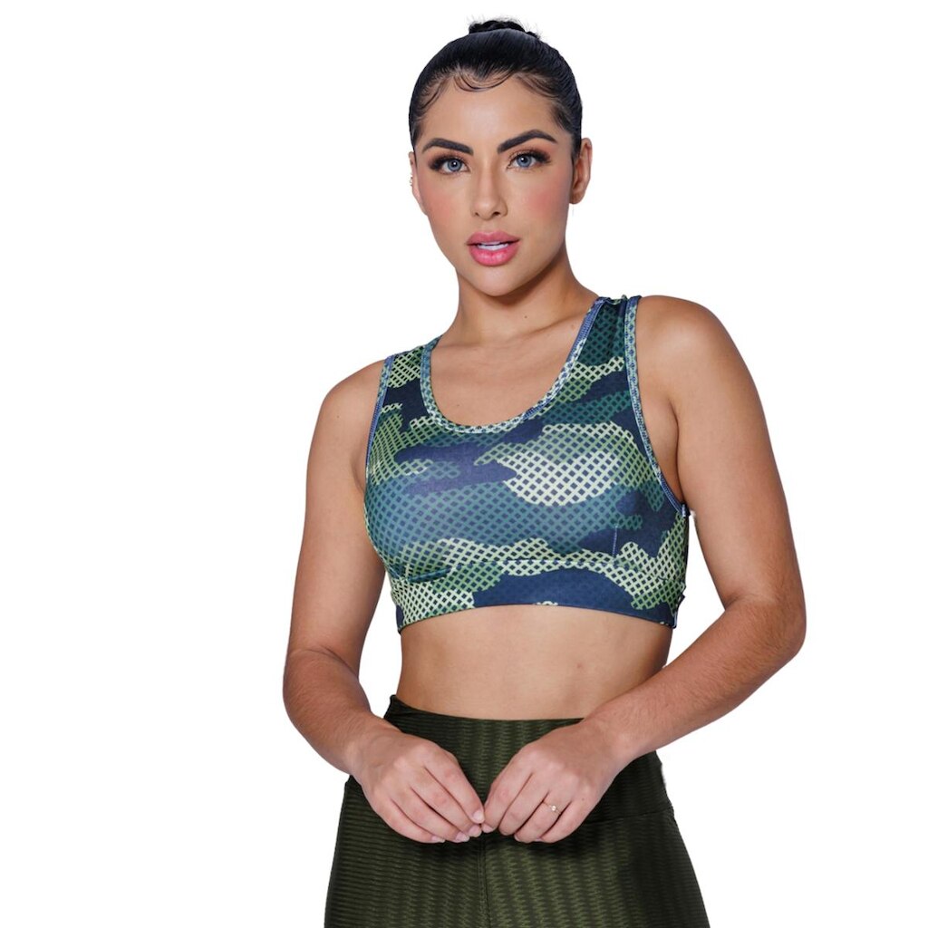 Top Básico Nadador Em Suplex Estampado Poliéster Feminina