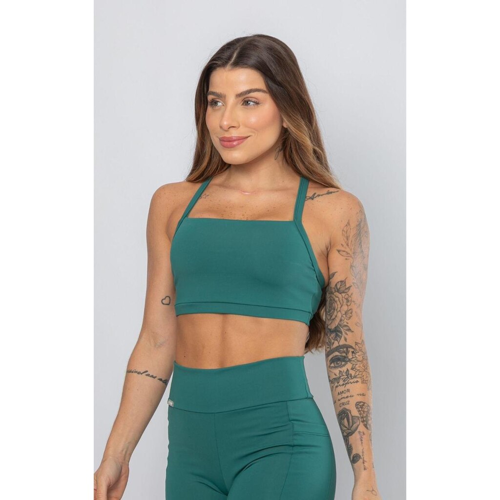 Top Bloome Activewear Decote Reto Elisa Feminino