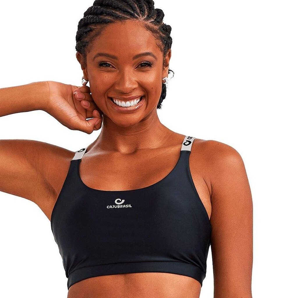 Top Caju Brasil Atletika Com Alca De Elastico Preto