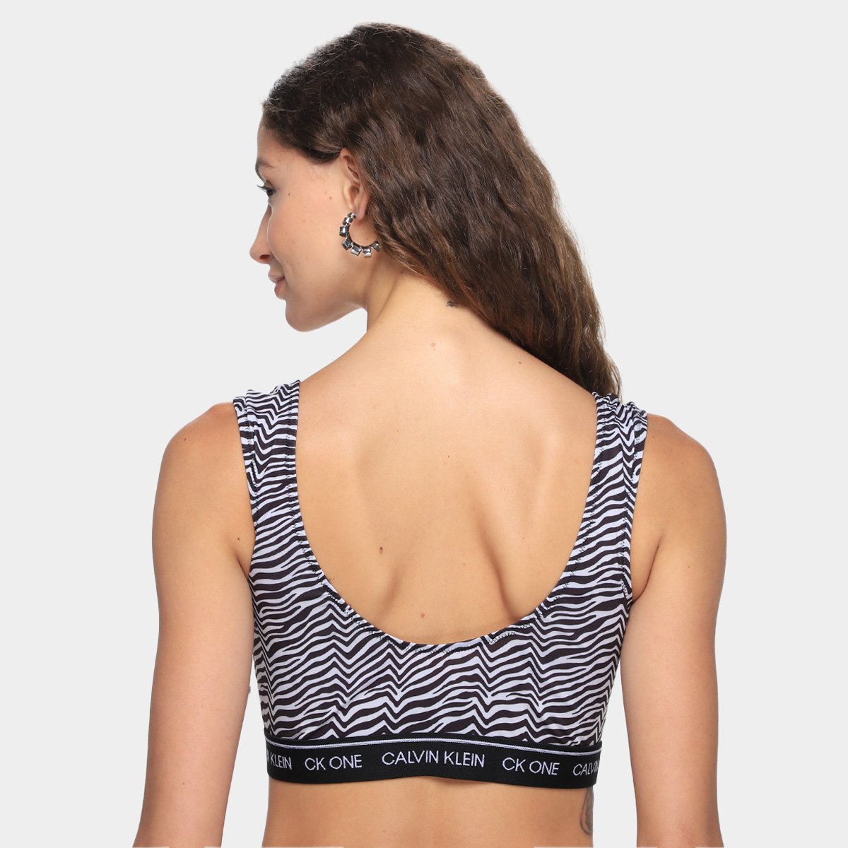 Top Calvin Klein Animal Print Zebra Alças Largas - 1