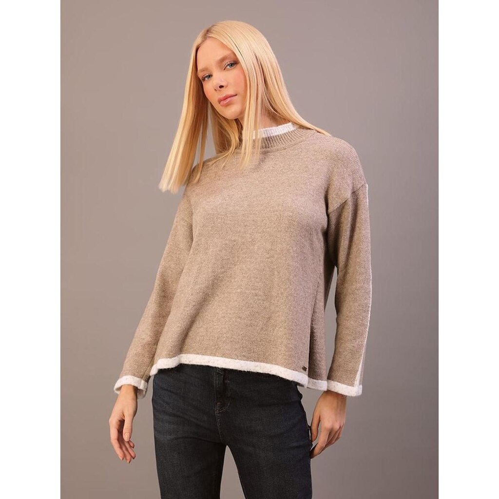 Top Calvin Klein  de Tricot Manga Longa Com Friso Cont