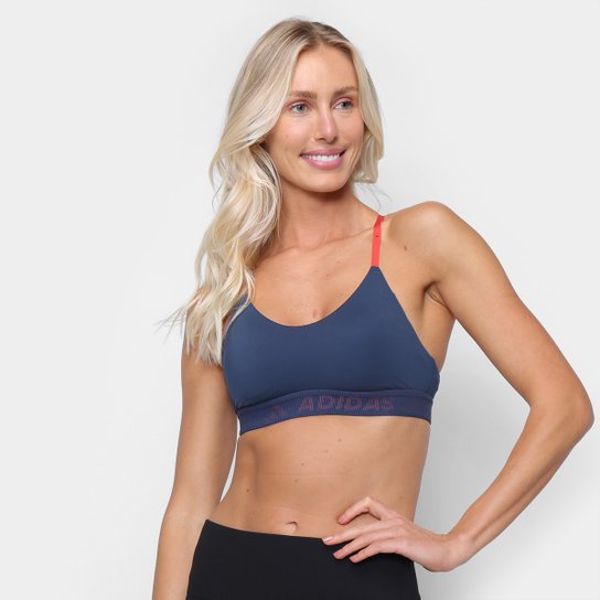 Top Com Bojo Removível Adidas All me Branded - Azul+Vermelho Menor preço em Top Com Bojo Removível Adidas All me Branded - Azul+Vermelho