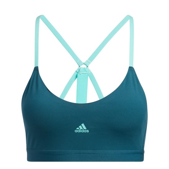 Top Com Bojo Removível Adidas All Me Summer - Azul+Verde Menor preço em Top Com Bojo Removível Adidas All Me Summer - Azul+Verde