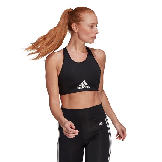 Top Com Bojo Removível Adidas Designed To Move Logo - Preto+Branco Menor preço em Top Com Bojo Removível Adidas Designed To Move Logo - Preto+Branco