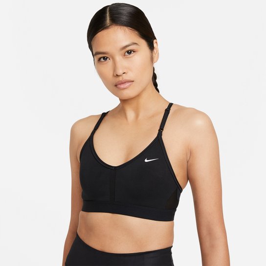 Top Com Bojo Removível Nike Indy Bra V-Neck - Preto+Branco é ruim? Top Com Bojo Removível Nike Indy Bra V-Neck - Preto+Branco é boa?