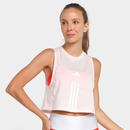 Top Cropped Adidas Essentials 3 Listras Feminino - Off White Menor preço em Top Cropped Adidas Essentials 3 Listras Feminino - Off White