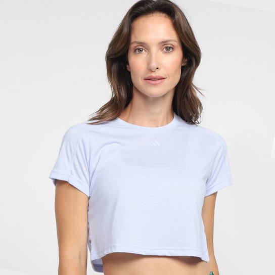 Top Cropped Adidas Essentials 3B Feminino - Azul Menor preço em Top Cropped Adidas Essentials 3B Feminino - Azul