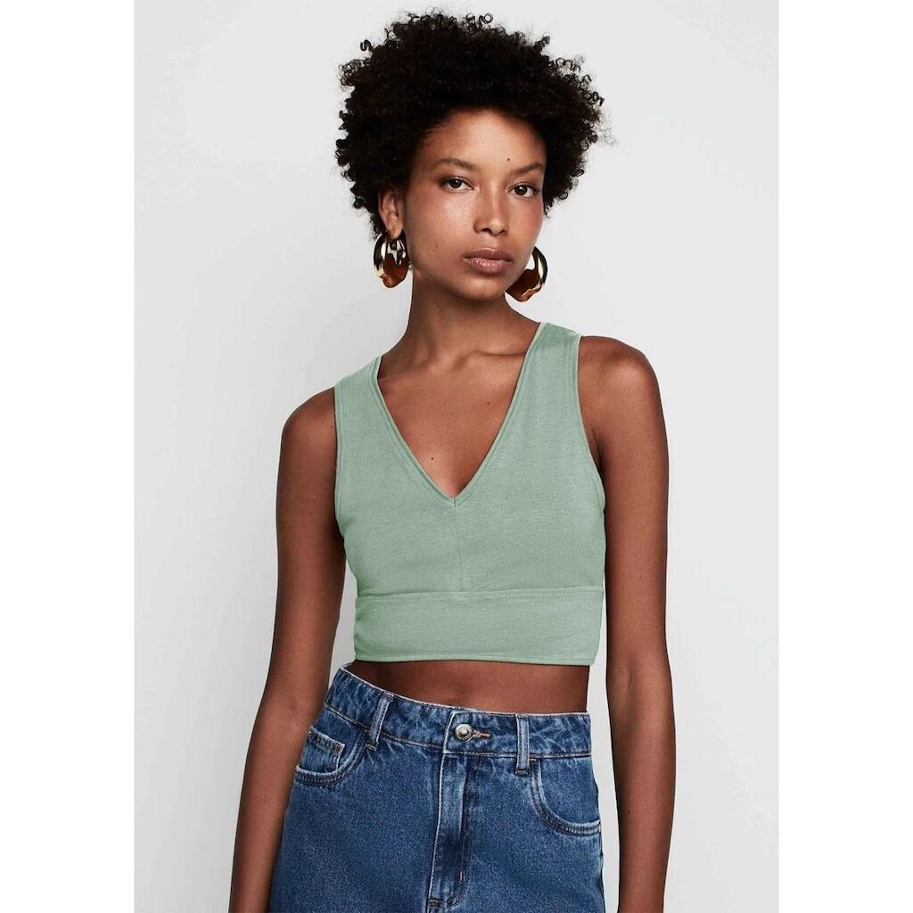 Top Cropped Ajustado Dzarm Alças Largas