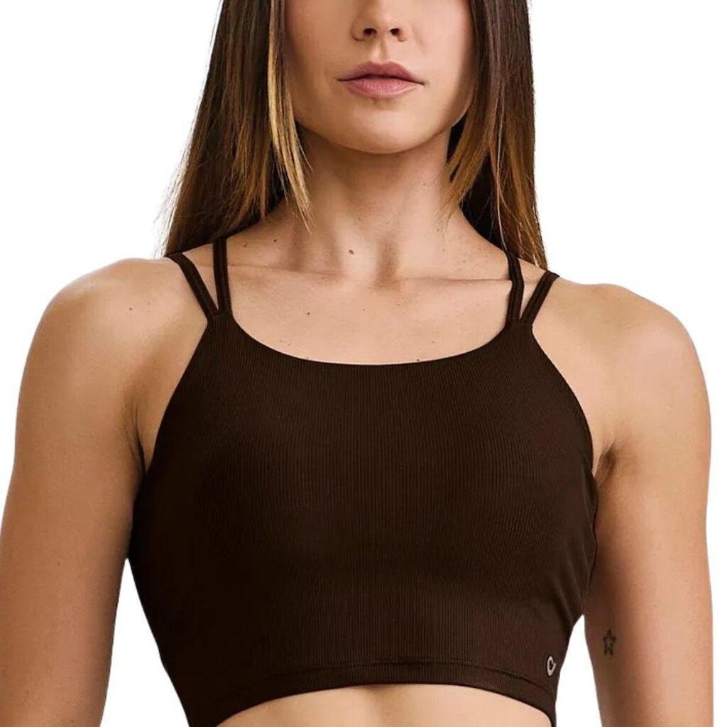 Top Cropped Caju Brasil Canelado Alças Duplas