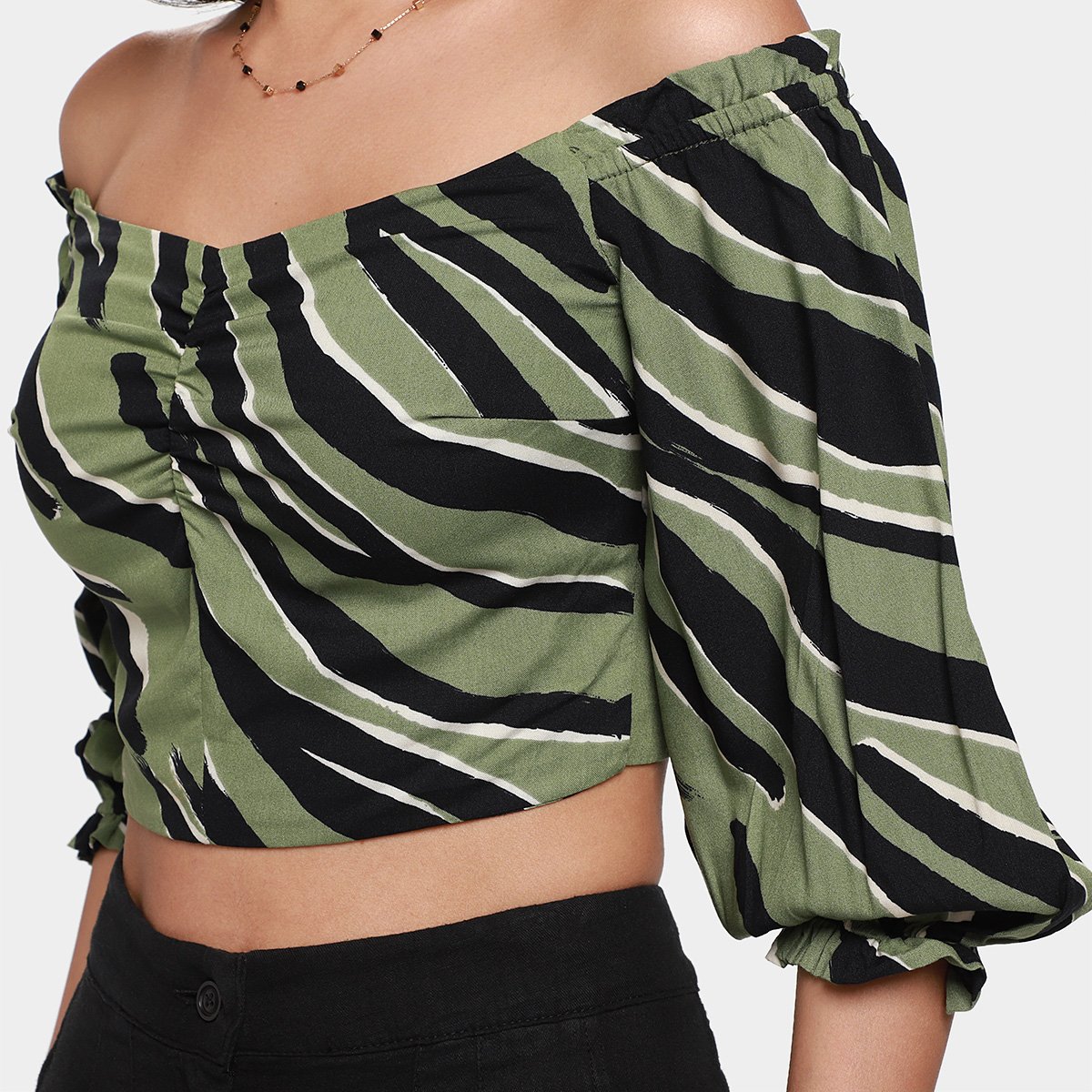 Top Cropped Ciganinha Mercatto Ferino Feminino - 2