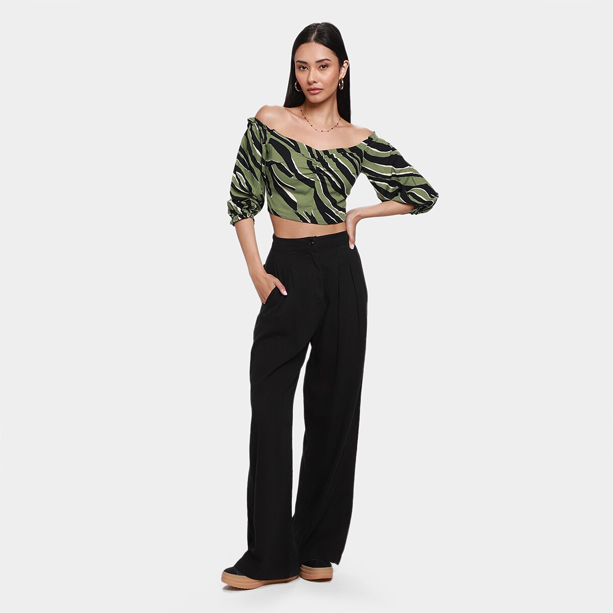 Top Cropped Ciganinha Mercatto Ferino Feminino - 3