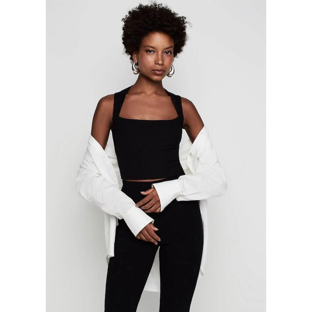 Top Cropped Dzarm Ajustado Alças Largas
