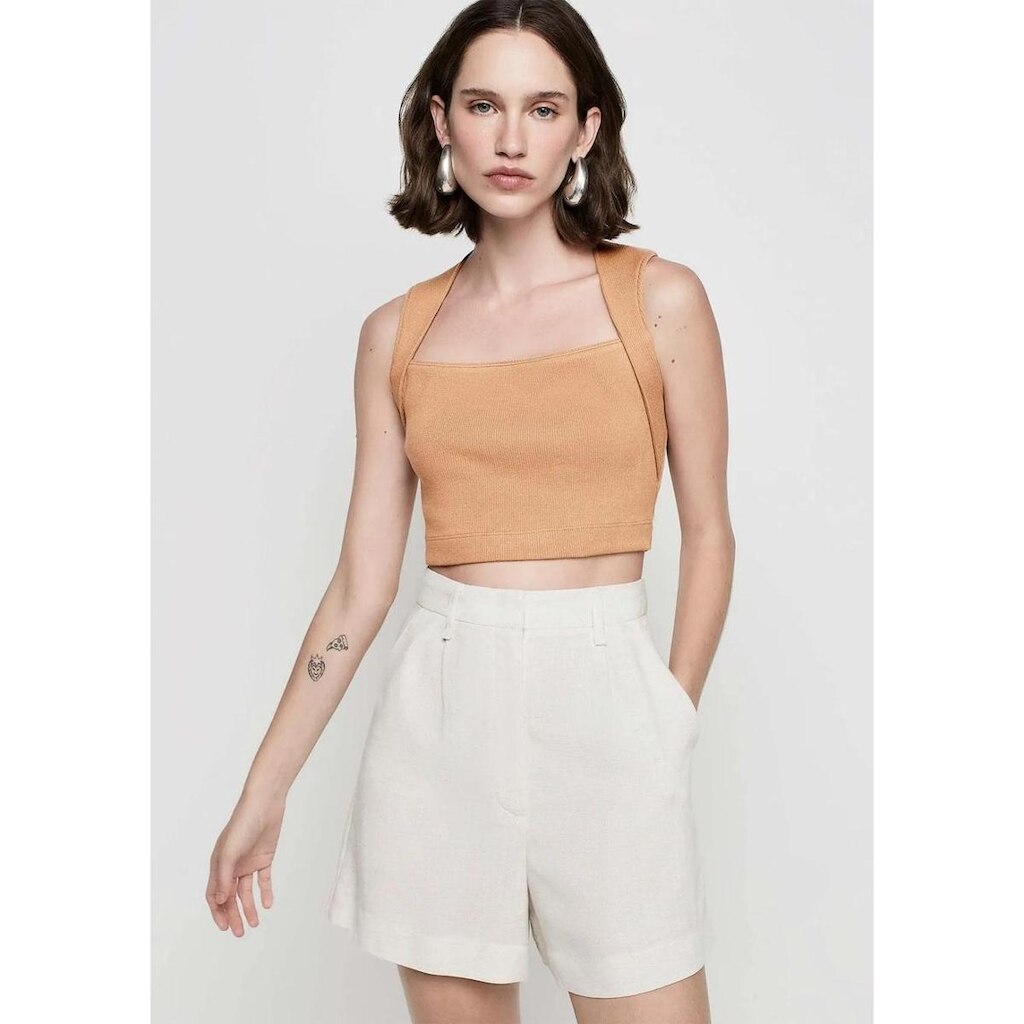 Top Cropped Dzarm Ajustado Alças Largas