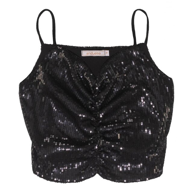 Top Cropped Em Paetê Endless Preto