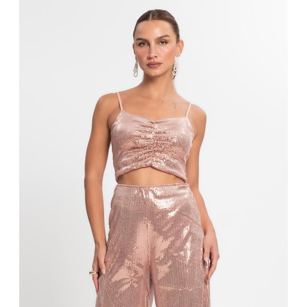 Top Cropped Em Paetê Endless Unica