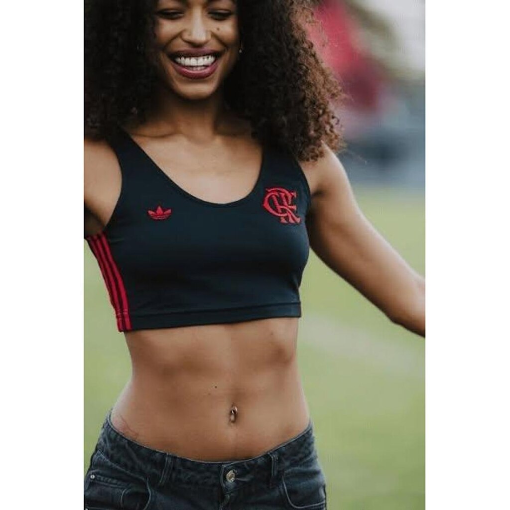 Top Cropped Flamengo Adidas Preto KA0587