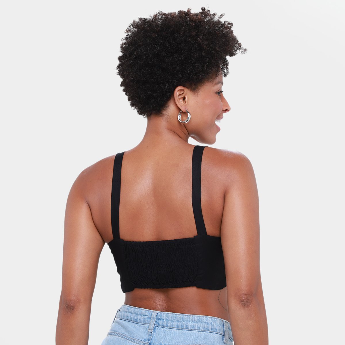 Top Cropped Mercatto Amarração Decote Feminino - 1