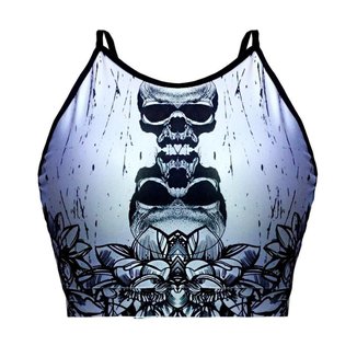 Top Cropped Spartanus Fightwear Floral Skull  Feminino