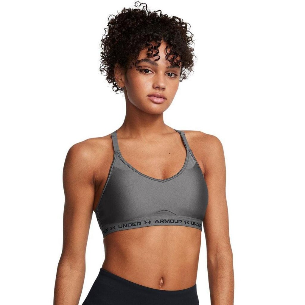 Top de Treino Feminino Under Armour Crossback Low GG Cinza