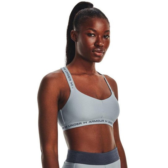 Top de Treino Feminino Under Armour Crossback Low - Azul Menor preço em Top de Treino Feminino Under Armour Crossback Low - Azul
