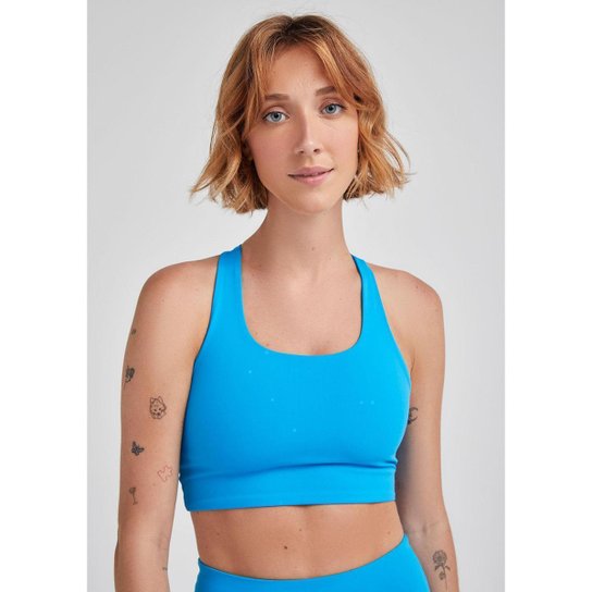 Top Esportivo Feminino Com Proteção Uv 50+ - Rosa G - Azul Menor preço em Top Esportivo Feminino Com Proteção Uv 50+ - Rosa G - Azul