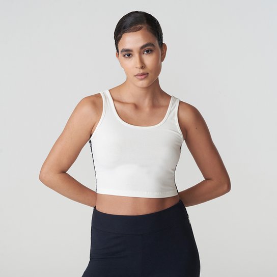 Top Fila Cropped Essential Tape Feminino - Branco Menor preço em Top Fila Cropped Essential Tape Feminino - Branco