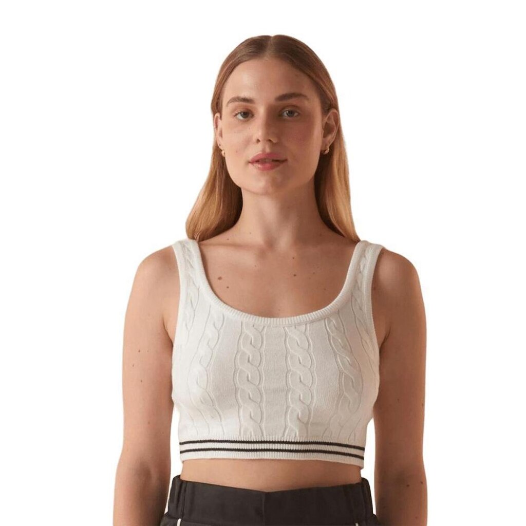 Top Fila Slim Basic Tricot Feminino Marrom/ Branco G
