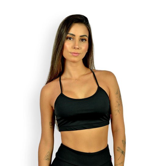 Top Fitness Feminino Alça Fina Com Bojo Academia - Preto Menor preço em Top Fitness Feminino Alça Fina Com Bojo Academia - Preto