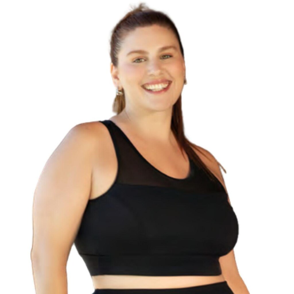 Top Fitness Feminino Plus Size Com Tule Selene