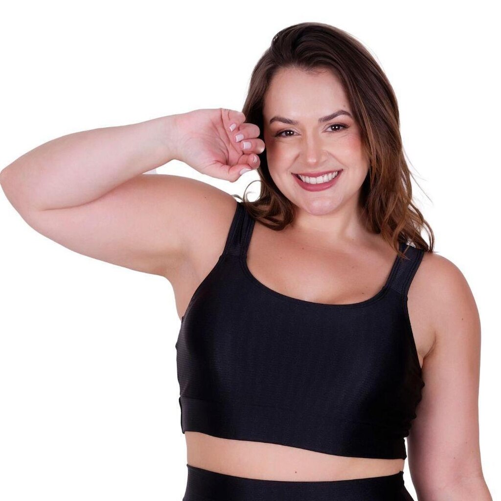 Top Fitness Plus Size 3D Terra e Mar Cropped de Academia Nicole