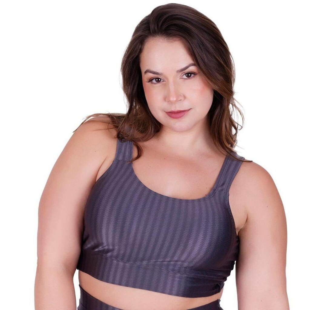 Top Fitness Plus Size 3D Terra e Mar Cropped de Academia Nicole