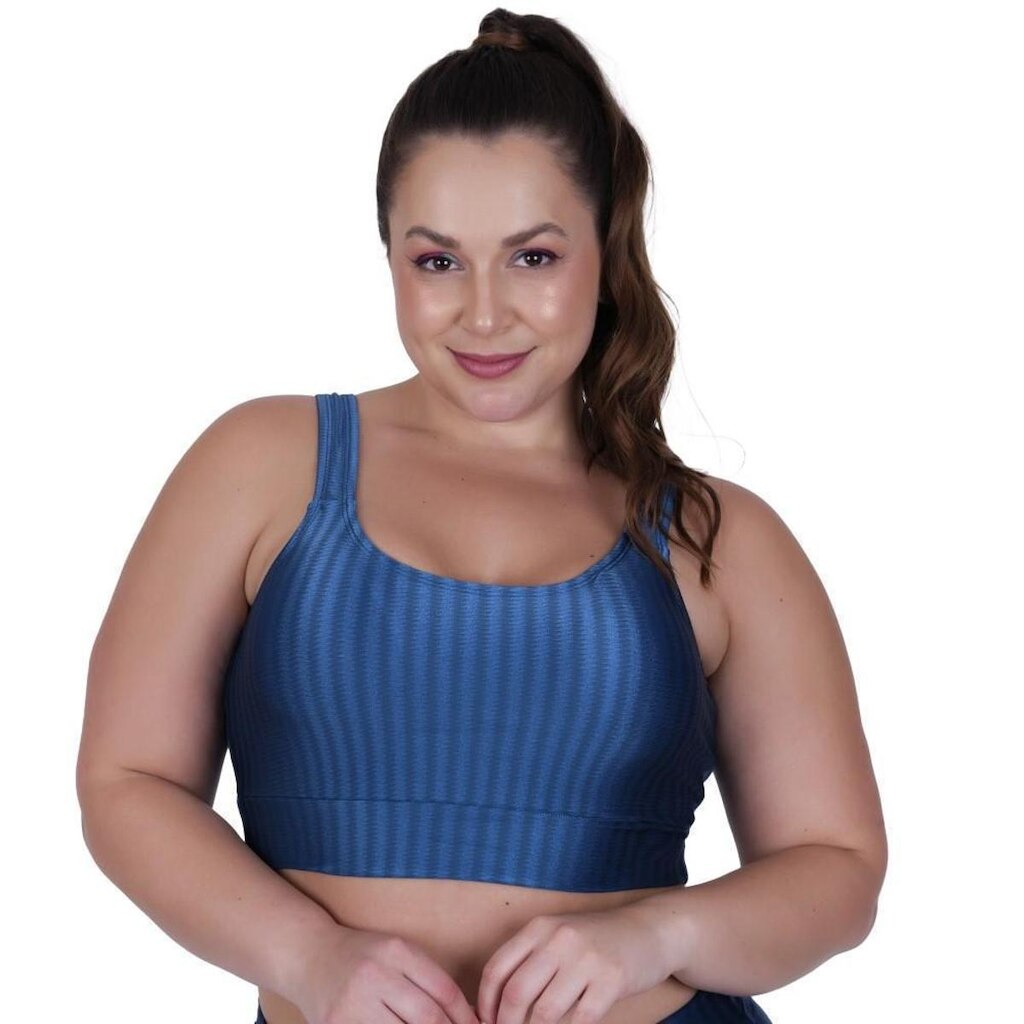 Top Fitness Plus Size 3D Terra e Mar Cropped de Academia Nicole