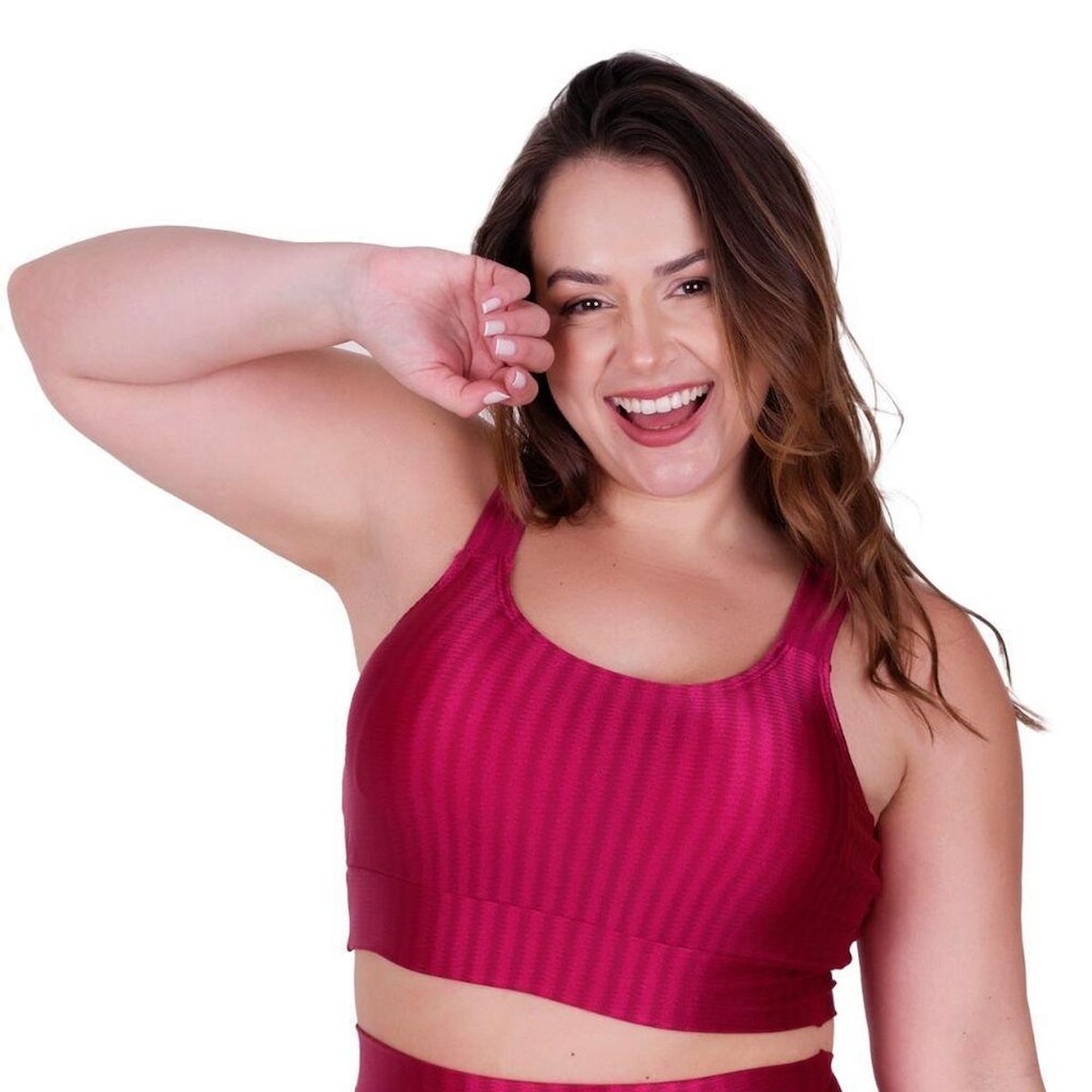 Top Fitness Plus Size 3D Terra e Mar Cropped de Academia Nicole