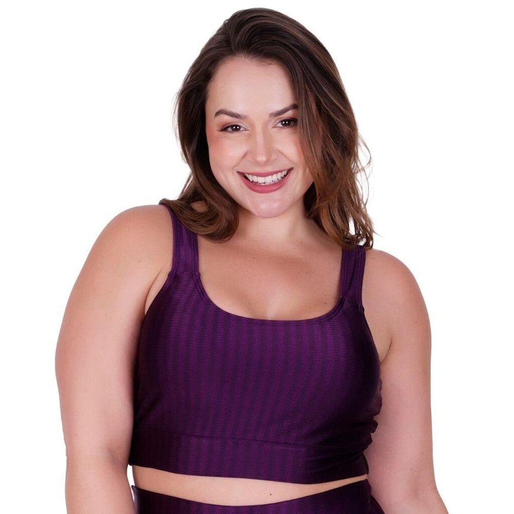 Top Fitness Plus Size 3D Terra e Mar Cropped de Academia Nicole