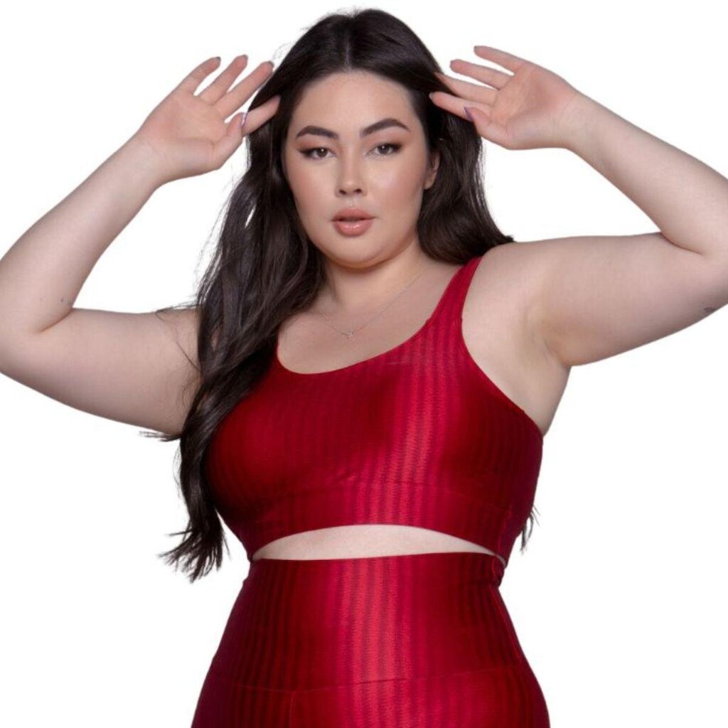 Top Fitness Plus Size New Zig 3D Plus Size Vekyo Com Bojo Removível Alta Compressão Academia
