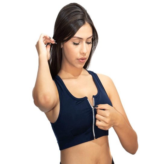 Top Fitness Wolfox Com Zíper E Bojo Removível Feminino - Marinho Menor preço em Top Fitness Wolfox Com Zíper E Bojo Removível Feminino - Marinho