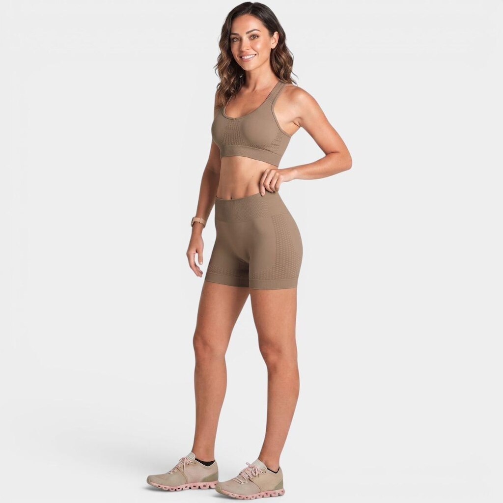 Top Lupo LSport Seamless Ondas Feminino - Marrom - M