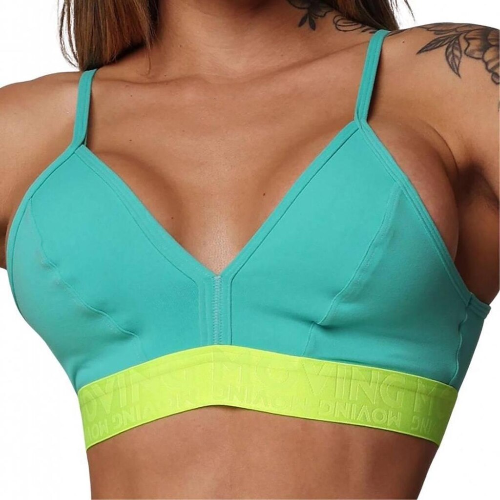 Top Milano Turquesa com Elastico Amarelo Neon Moving